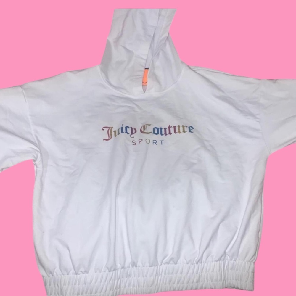 Juicy Couture White Hoodie with Pink and Blue Logo